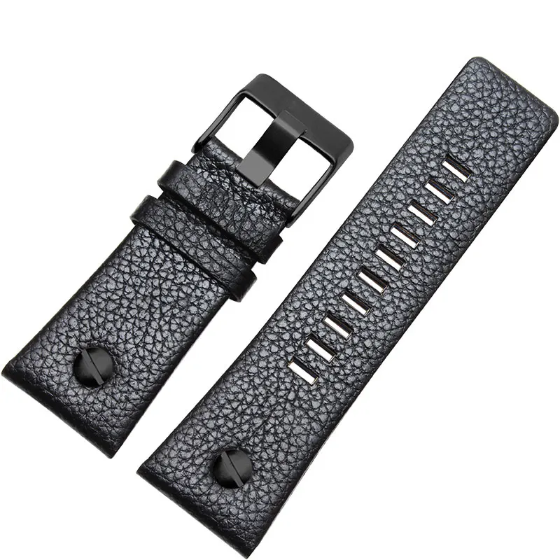 Genuine Calfskin Leather Watchband 20/24/26/27/28mm for Diesel DZ7313 DZ7322 DZ7257 Watch Band Silver Buckle Strap Black Brown