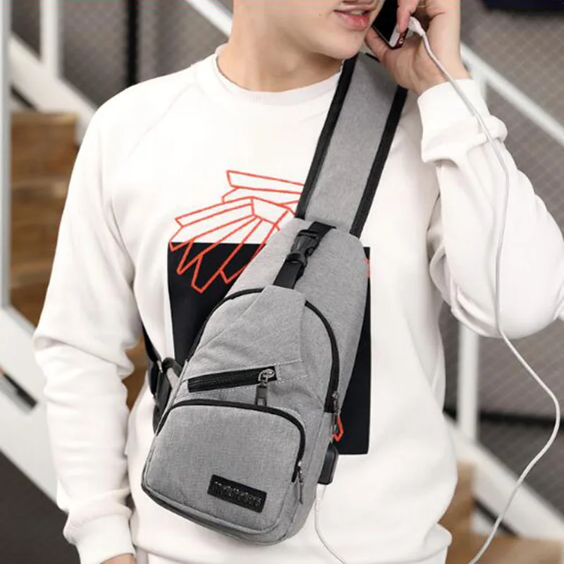 Мужская сумка через плечо надувная usb мужская Противоугонная нагрудная школьная