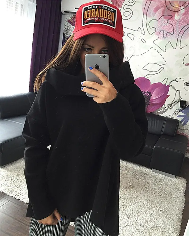 Женские однотонные пуловеры модные осенне-зимние свитера с шарфиком и