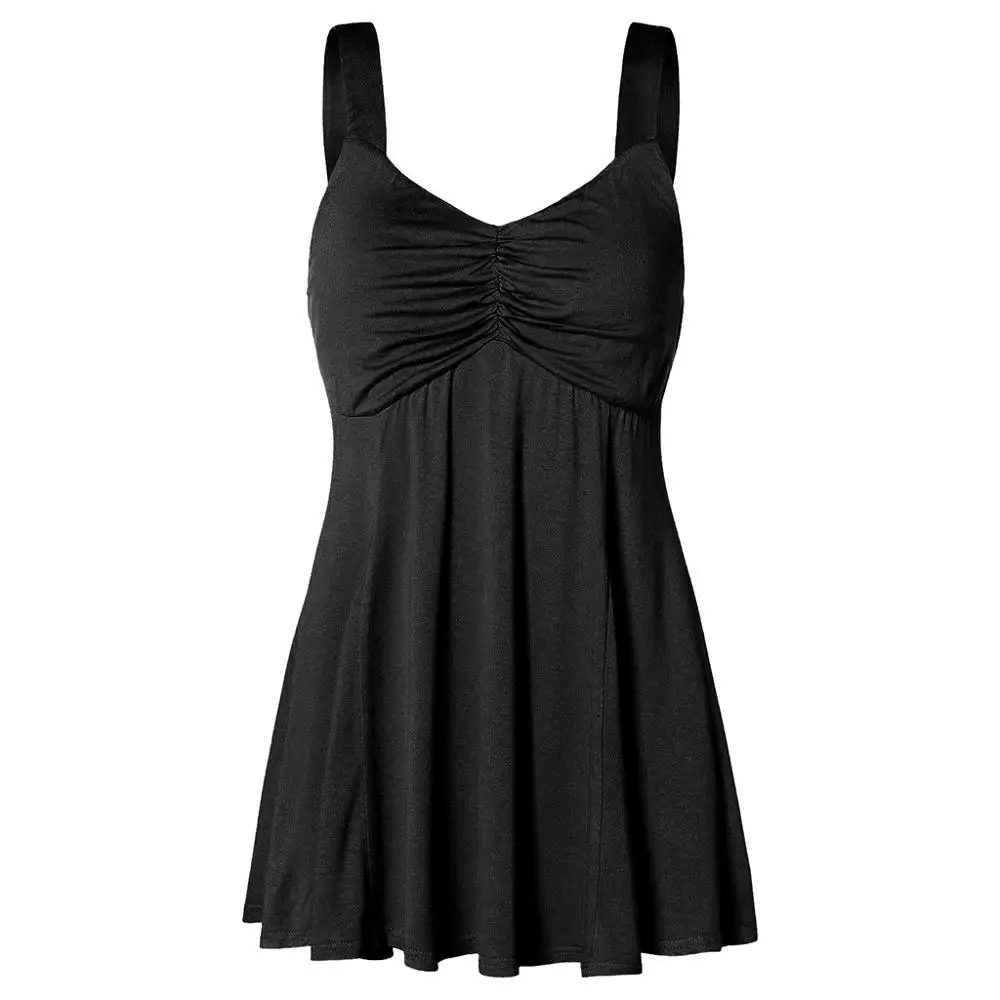 Женская летняя футболка-туника на пуговицах с оборками и v-образным вырезом