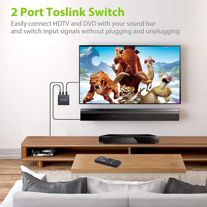 AAAJ Spdif/Toslink цифровой волоконно оптический аудио коммутатор 2X1 с