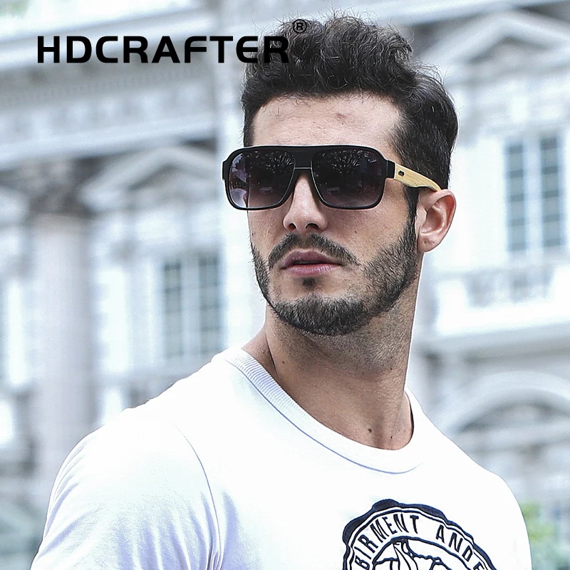 HDCRAFTER бамбуковые солнечные очки Для мужчин UV400 брендовые дизайнерские