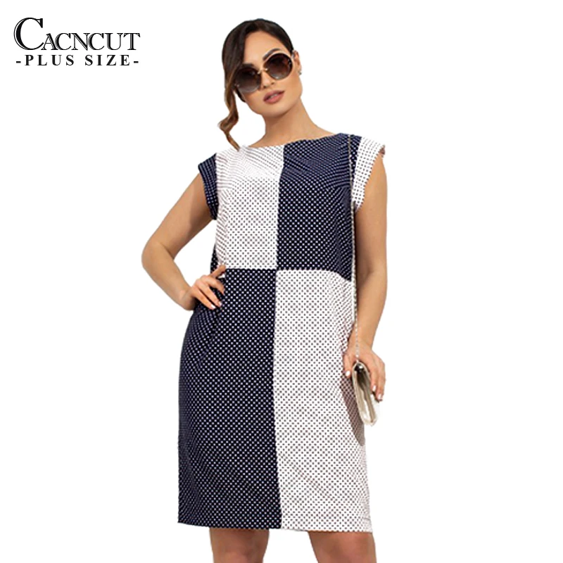 Женское шифоновое платье в горошек свободное Повседневное большого размера плюс