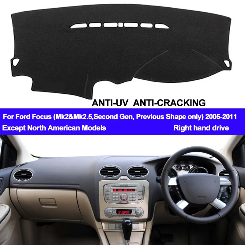Коврик TAIJS RHD для приборной панели автомобиля коврик Ford Focus 2 MK2 2005 2006 2007 2008 2009 2010 2011