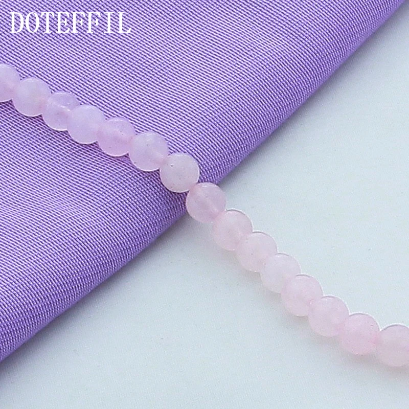 Женский браслет DOTEFFIL из серебра 925 пробы с розовым агатом | Украшения и аксессуары