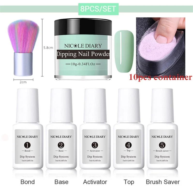set 16 NICOLE дневник матовый Dip порошок для ногтей набор 10 г красочные окунания ногтей блеск набор натуральный сухой хром пыль пигмент украшения - Цвет: set 16