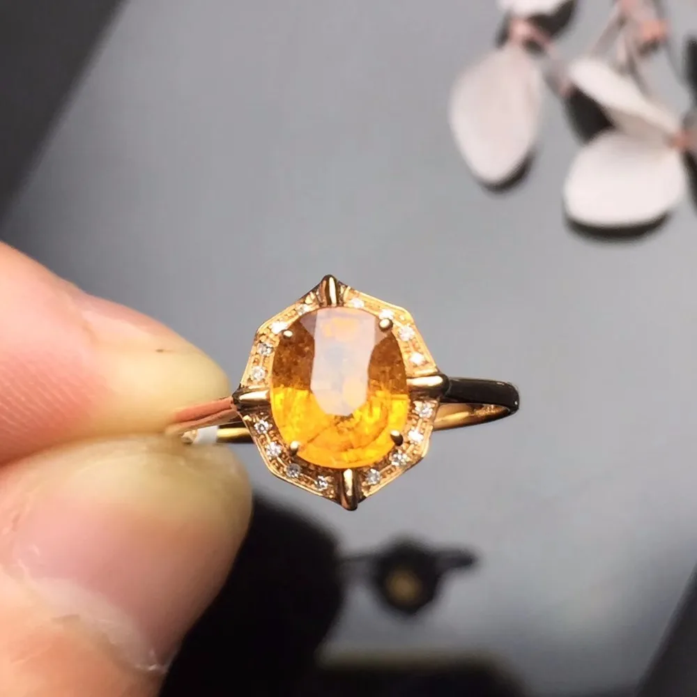 Ювелирные изделия из настоящего золота 18K G18K AU750 100% натуральный желтый Спессартин