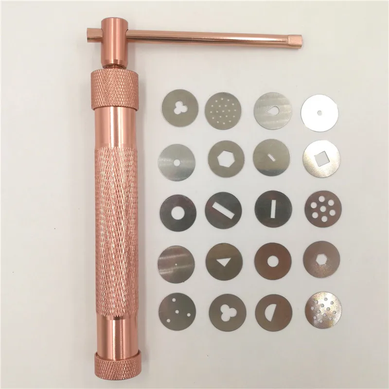 

21pcs/set Clay Cake Sculpture Gun With 20 Tips Rose Gold Clay Craft Sugar Paste Extruder Fondant Cake Sculpture Polymer Tool