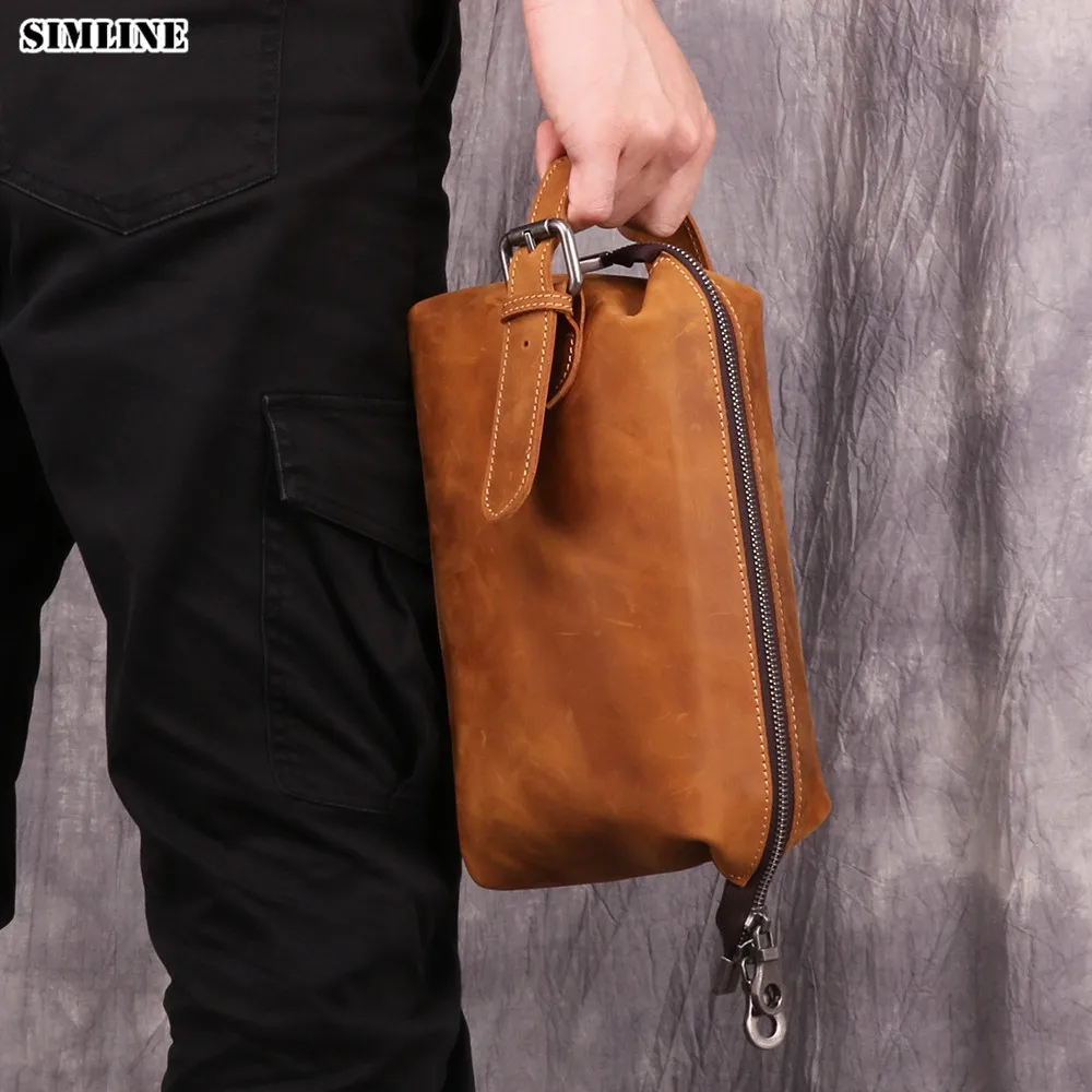 Сумка клатч из 100% натуральной кожи косметичка для мужчин винтажный Чехол