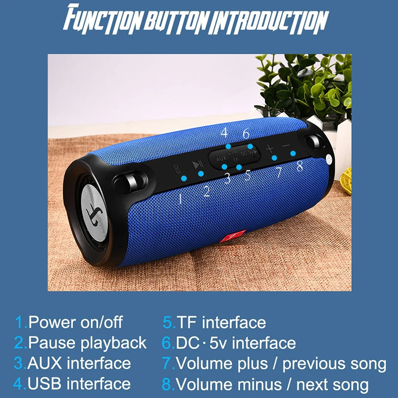 Bluetooth Колонка портативная Водонепроницаемая с поддержкой TF карты и FM