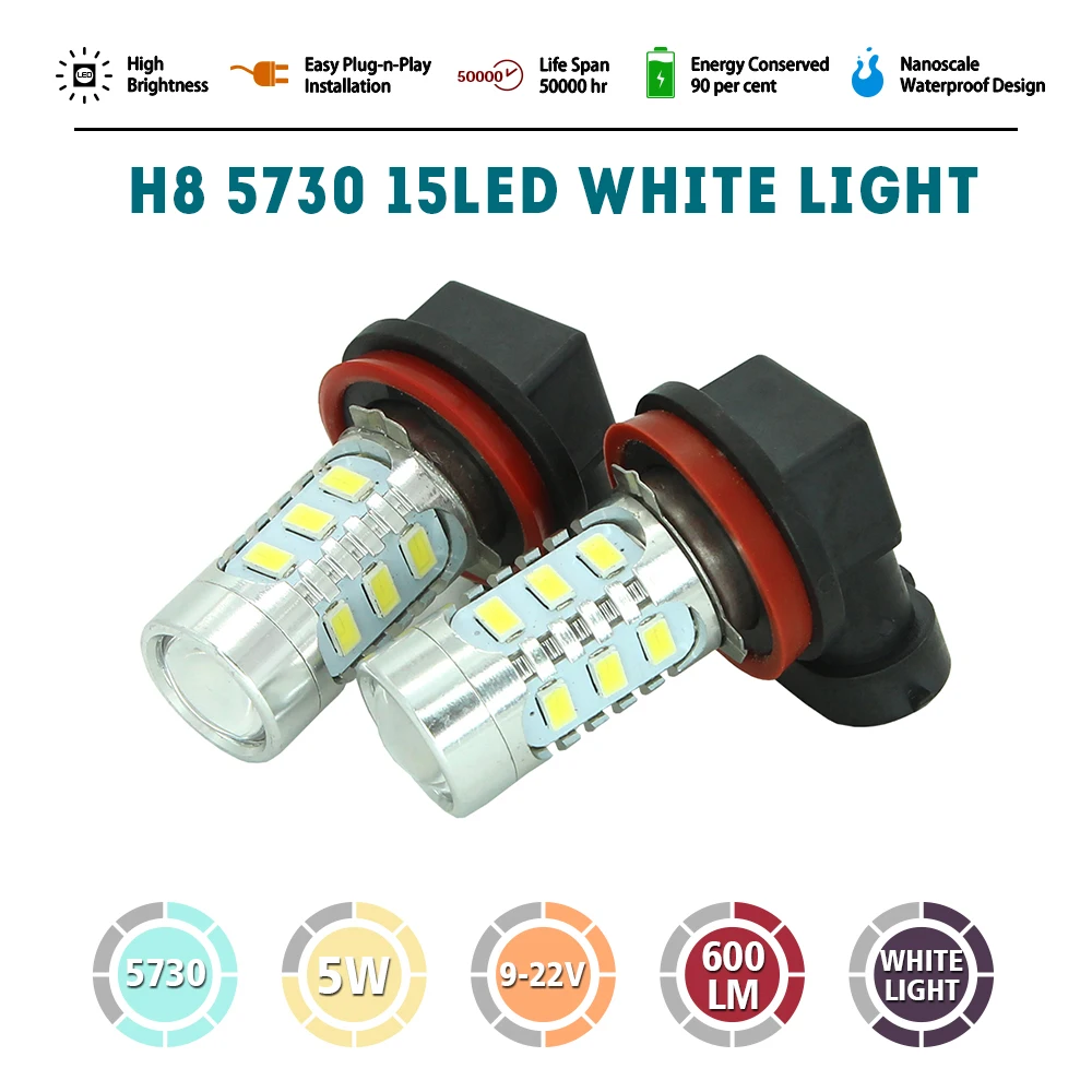 Modifygt H8 H9 H11 Белый светодиодный высокий люмен 5730 15Smd 7 5 Вт автомобильный