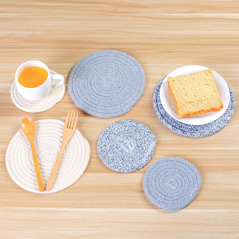 Однотонный нескользящий льняной коврик для стола круглый дизайн изоляционная