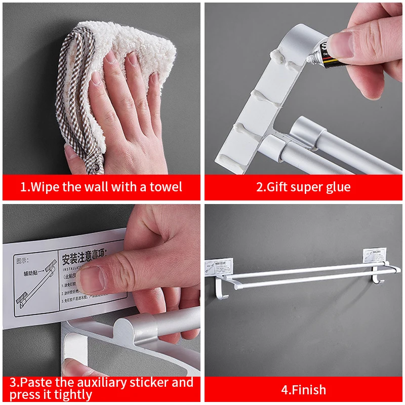 Konco стойка для полотенец ванной комнаты алюминиевая двойная туалет ванная