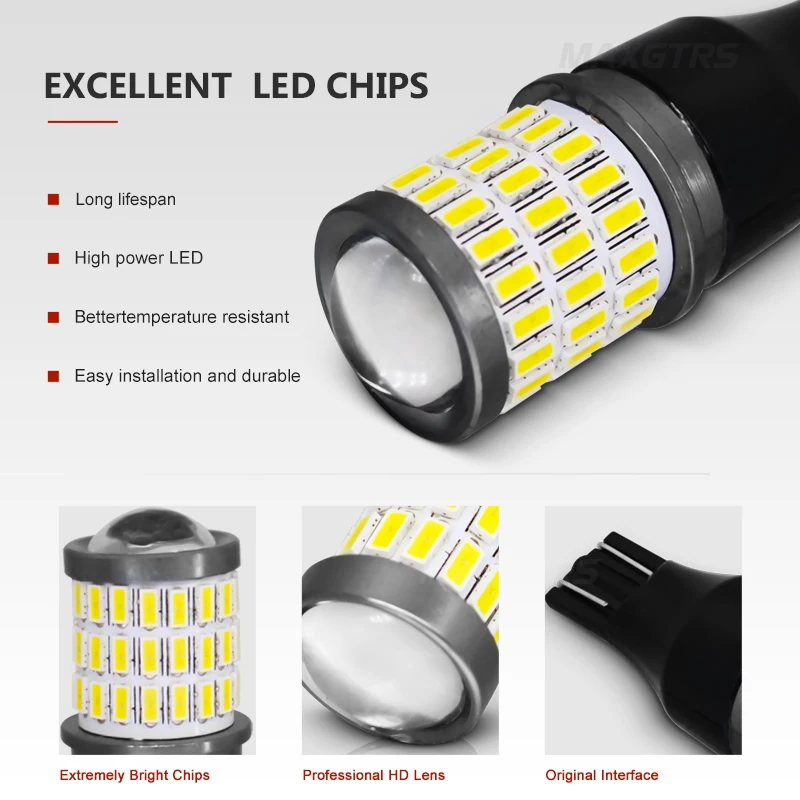 2 шт. W16W светодиодный Canbus T15 светодиодный светильник заднего хода 921 912 4014 SMD 3030 автомобильный внешний задний фонарь 12 в 6000 К белый красный желтый