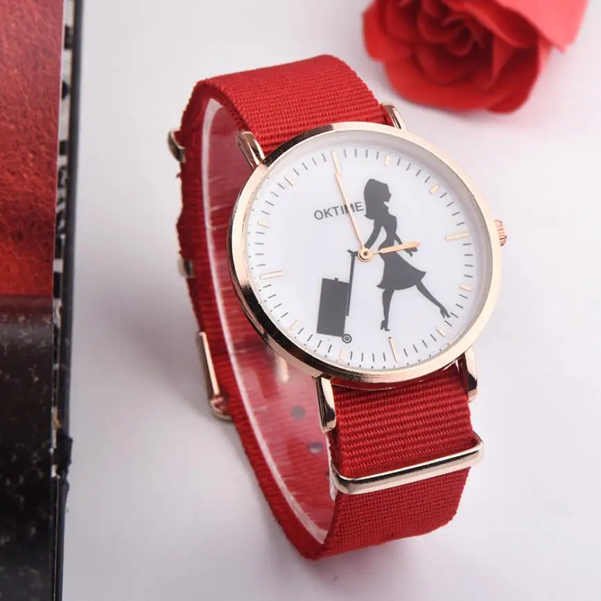 Роскошные часы Relojes Mujer Женские повседневные кварцевые холщовые с ремешком Newv