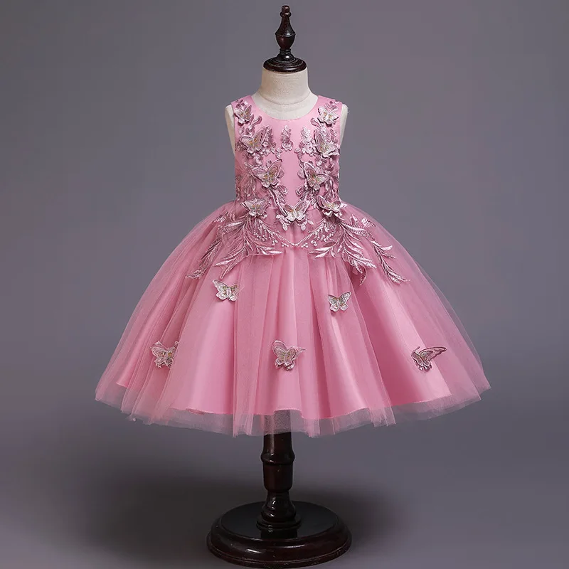 

Kids vestido Elegant wedding party Dress for girls clothes Butterfly embroidery children first communion princess ball gown