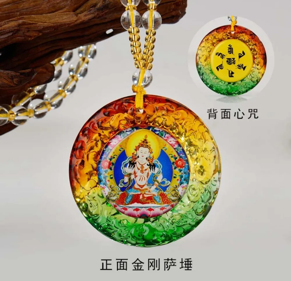 2PCS Greco-Buddhist pocket travel efficacious Mascot Safety Bless Vajrasattva Buddha Crystal Pendant Buddhist Mantra Amulet | Дом и сад