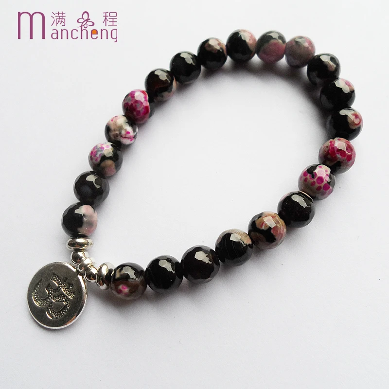 8 мм натуральный камень искусственные молитвенные бусины розовый огонь агат