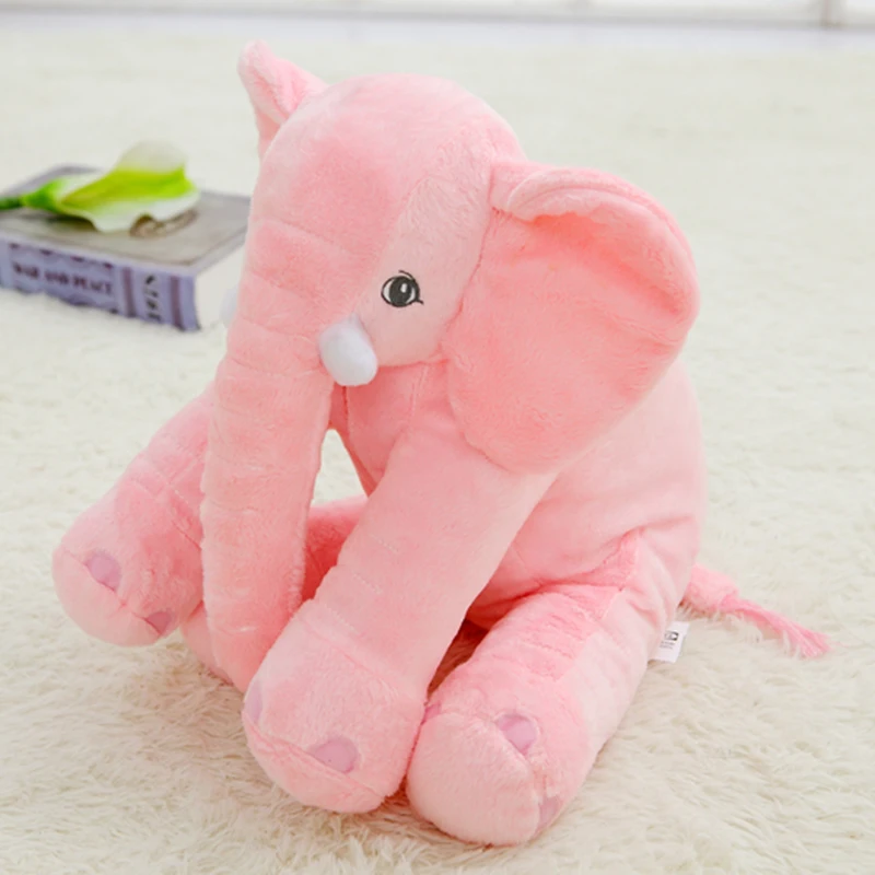 40cm-pink 40/65 см, плюшевая кукла-Слон, детская подушка для сна, милая мягкая игрушка для новорожденного, кукла для ребенка, подарок, кожаный чехол - Цвет: 40cm-pink