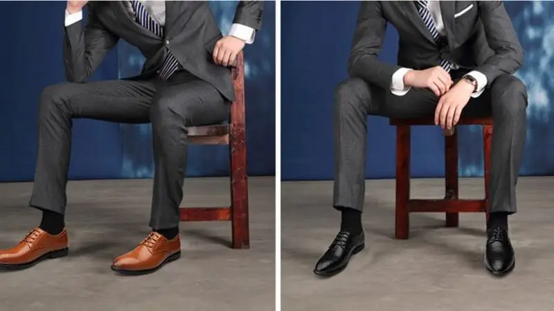 Мужские туфли из натуральной кожи классические на плоской подошве официальная