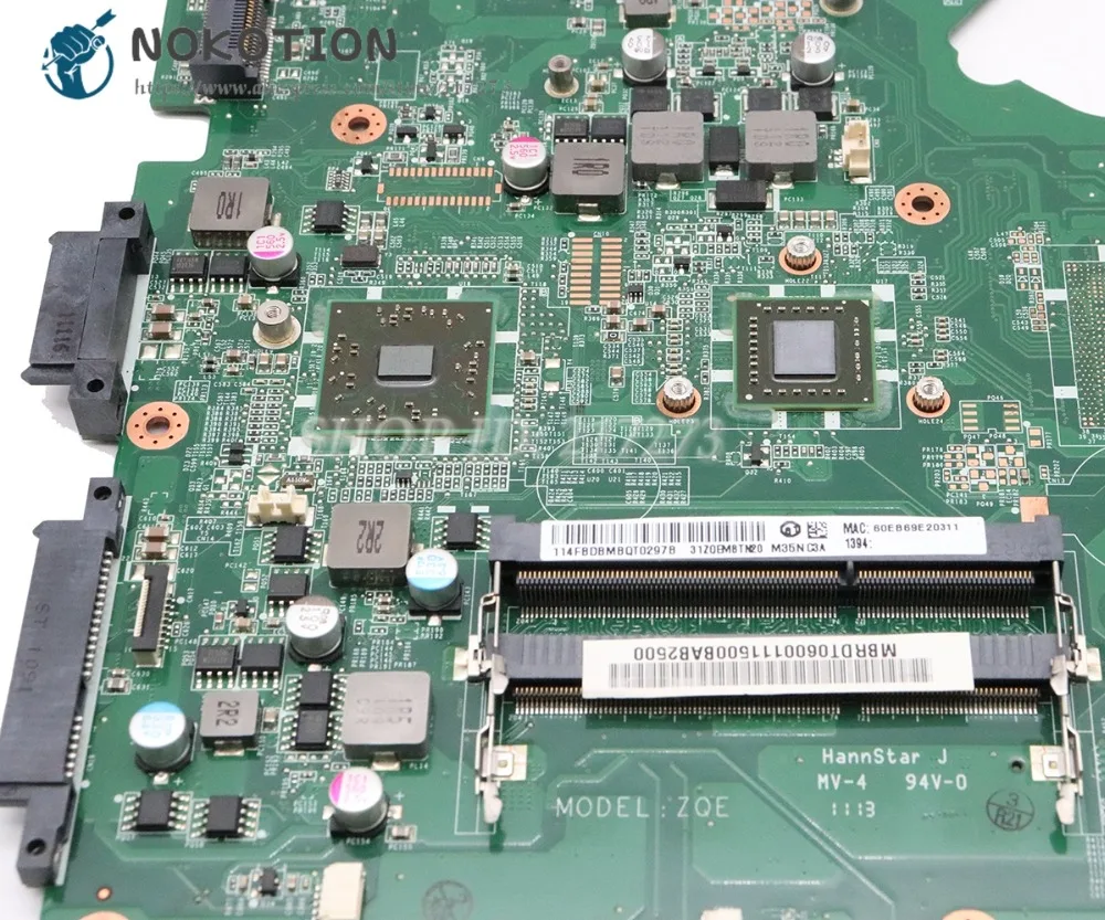 NOKOTION для Acer aspire 4253 материнская плата ноутбука DDR3 с процессором на борту DA0ZQEMB6C0
