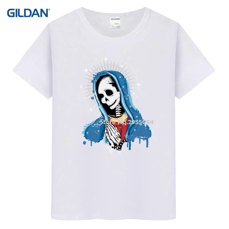 Графический Сделать Футболка смешно дешевые футболки Девы Марии Dia de los muertos