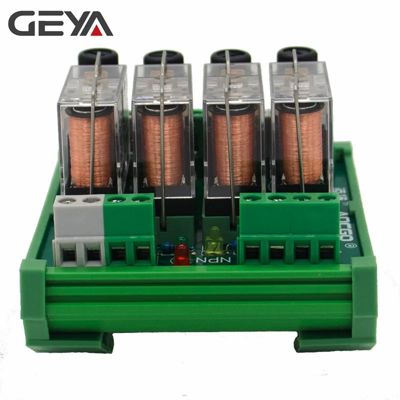 GEYA NGG2R 4 Канальный Релейный Модуль реле Omron доска с предохранителем 1NO1NC 12V 24V