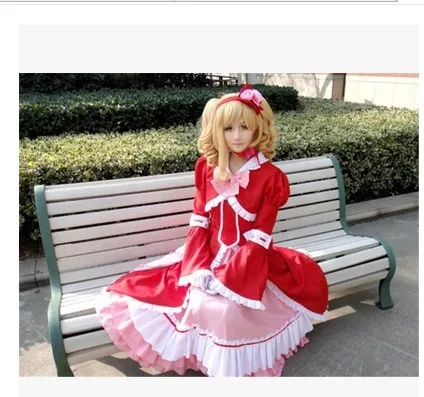 Длинное платье черного Батлера Kuroshitsuji Элизабет мидфорд Liz Red Lolita Аниме Косплей