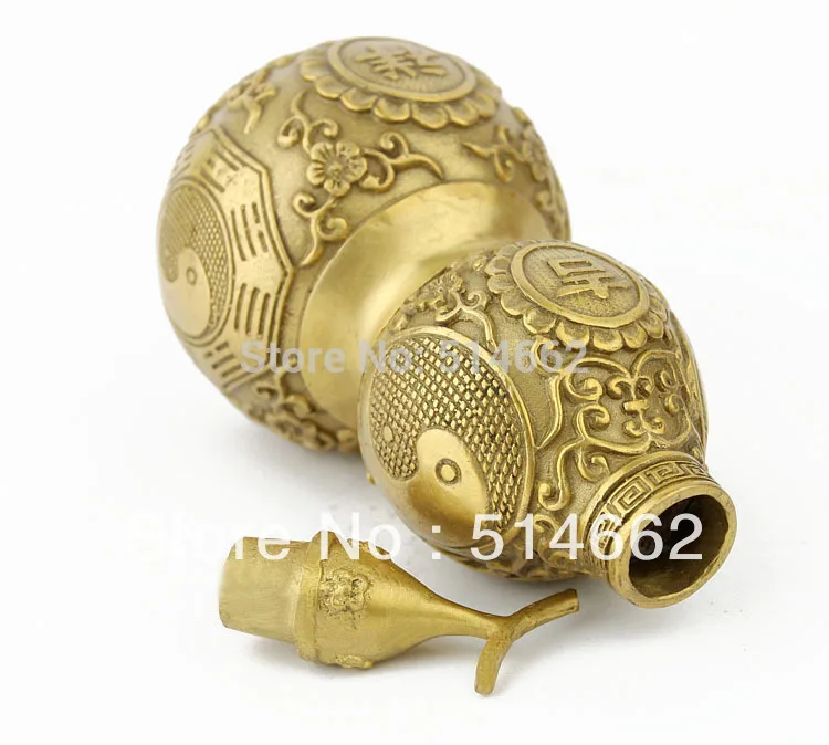 FENGSHUI 7 дюймовые латунные RU YI Ву Лу для здоровья скульптуры натуральная тыква