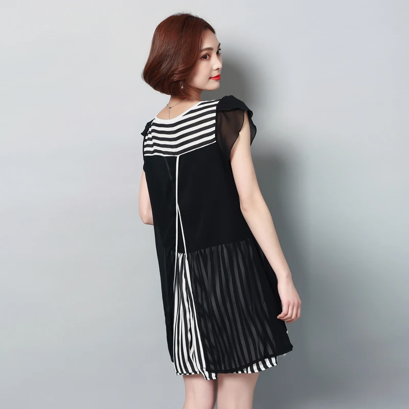 Anyilian new women dress two pieces of loose large size chiffon stitching fashion female | Женская одежда