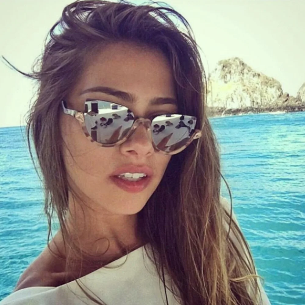 Женские солнцезащитные очки кошачий глаз модные дизайнерские полуоправы UV400