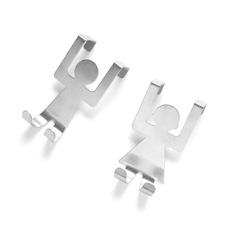 stainless steel 2 шт. домашний кухонный дверной крючок из нержавеющей стали для влюбленных, держатель для шкафа, вешалка для одежды, подвесной стеллаж для ящика, органайзер для хранения полотенец - Цвет: stainless steel