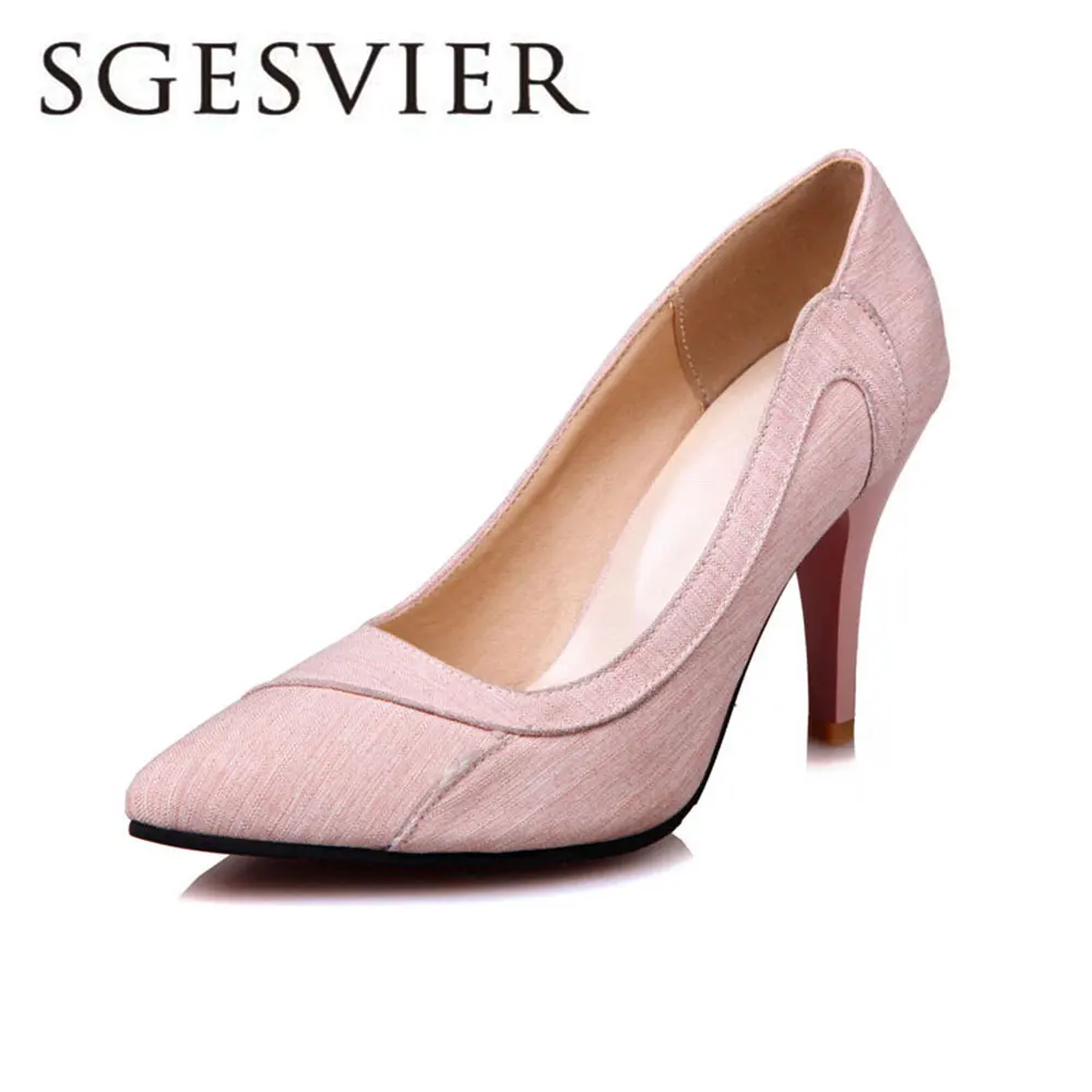 pink SGESVIER/женские туфли-лодочки; Новинка года; сезон весна; элегантные пикантные модельные туфли; большие размеры 28-52; офисные женские туфли на тонком высоком каблуке с острым носком; OX082 - Цвет: pink