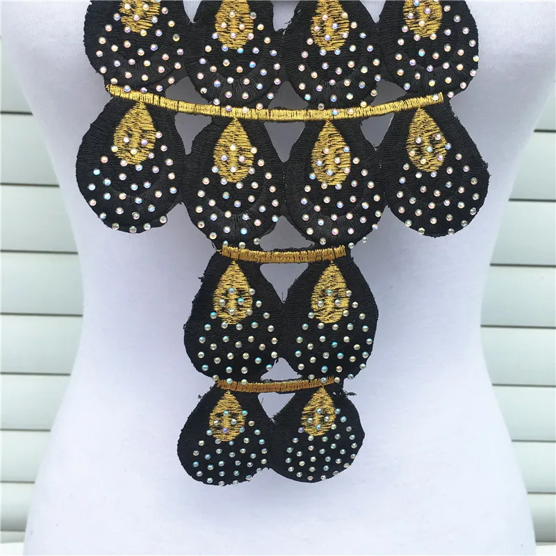 1 шт. черный роскошный ошейник стразы горячей фиксации с Африканским кружевом