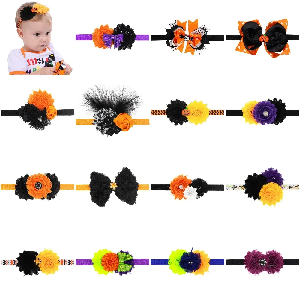 

Halloween Headband , Shabby Flower Headbands , Halloween Hair Bow Girls Hair Accessories
