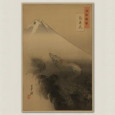 Винтажная бумага Ретро аниме плакат-японский ukiyoe-Плакаты Плакат/винтажная домашняя Наклейка Декор - Цвет: Коричневый