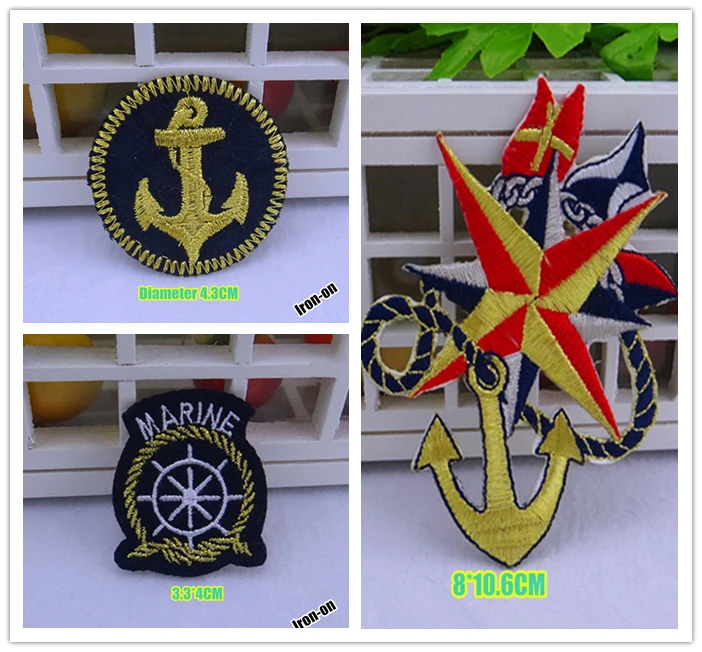 Вышитые украшения одежды якорь diy Вышивка патч железо на наклейках 3 шт в
