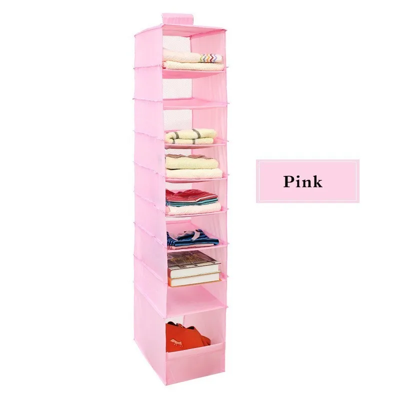 pink 9-Слои хранения подвесной ящик ткань Оксфорд Костюмы сортировочный контейнер висит Слои ed ящик для хранения косметики ящик для хранения - Цвет: pink