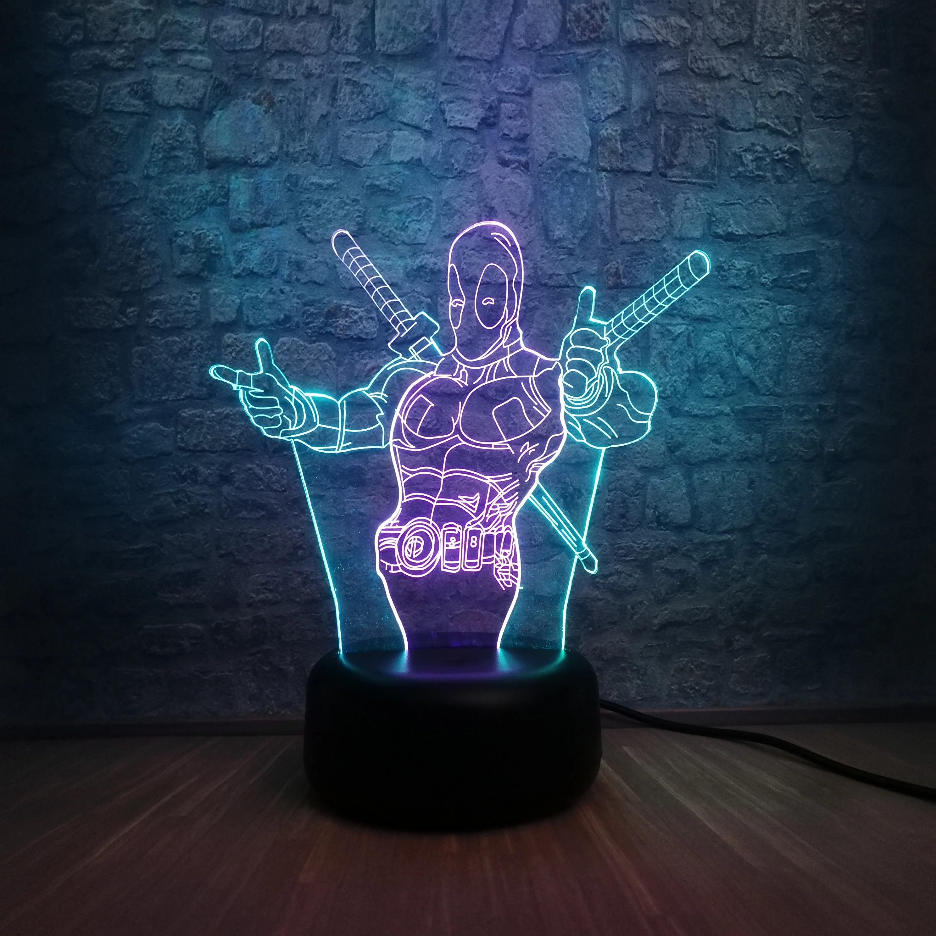 Новинка Marvel Рисунок мультфильм Антигерой Дэдпул смешанные цвета лампа RGB 7 цветов