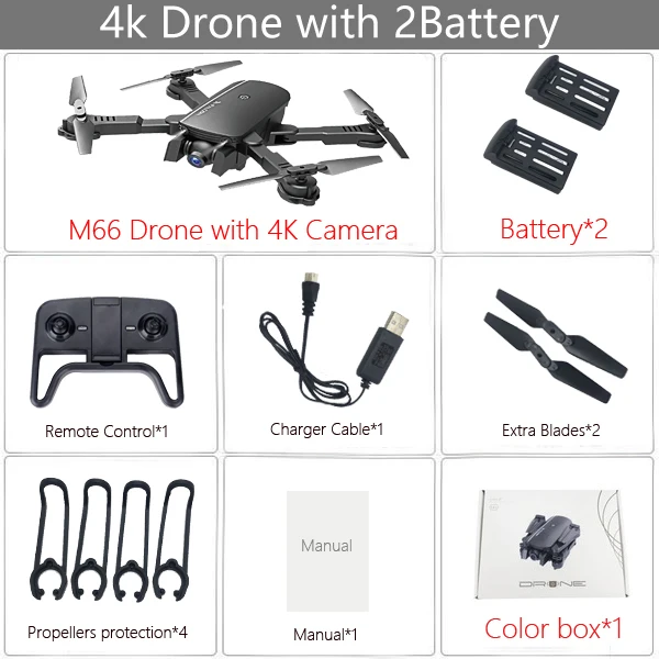 4K 2B BX Black LAUMOX M66 Радиоуправляемый Дрон с камерой 4K широкоугольный оптический поток позиционирования жестов фото Wi-Fi FPV складной Квадрокоптер Дрон Vs E58 - Цвет: 4K 2B BX Black