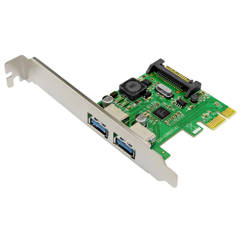 Суперскоростная Плата расширения USB 3.0 PCI E 2 порта Express адаптер SATA разъем питания