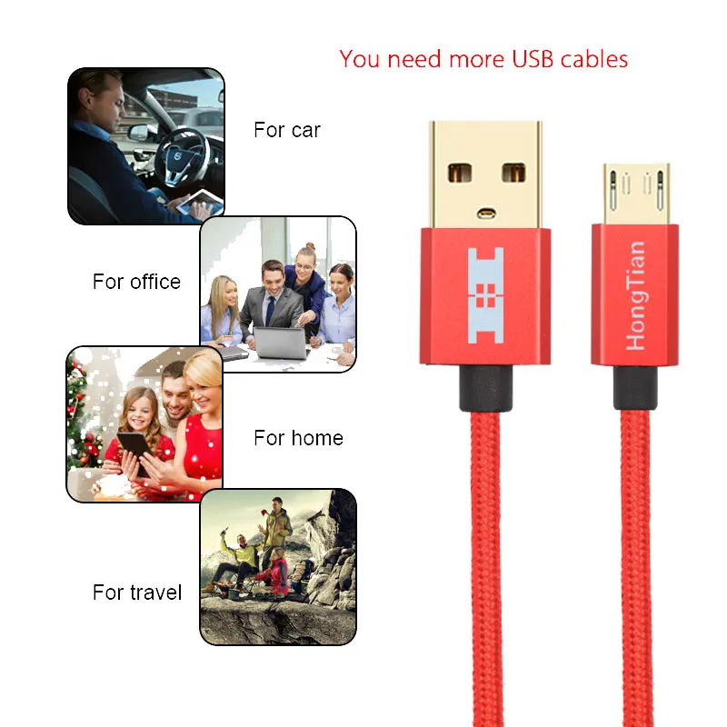 Кабель Micro usb с нейлоновой оплеткой для быстрой зарядки и передачи данных