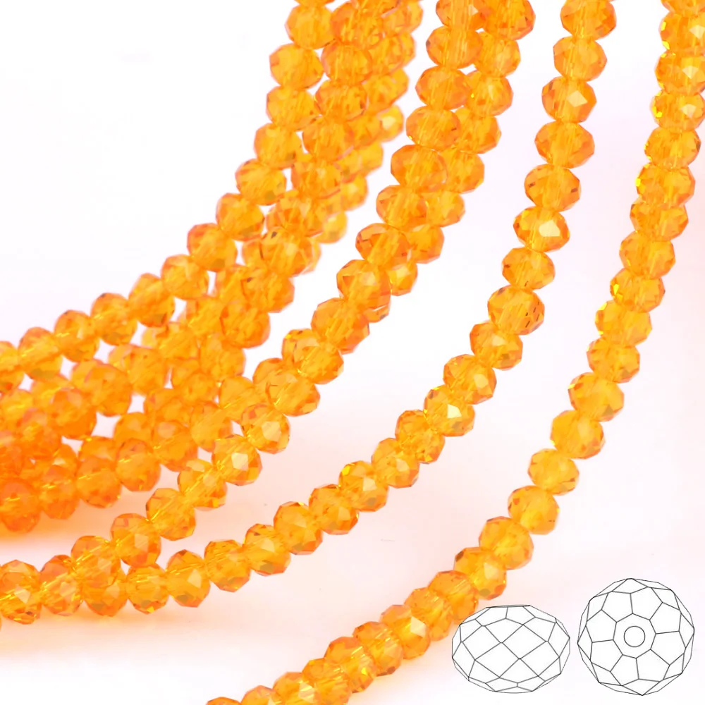 

OlingArt 3/4/6/8/10mm Round Glass Beads Rondelle Austria faceted crystal Orange color Loose bead 5040 DIY Jewelry Making