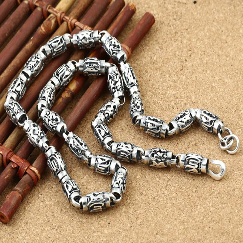 66g 100% Real Pure 925 Sterling Silver Choker Necklace 8MM Thick Chain Men Gift Thai silver long Initial necklace | Украшения и