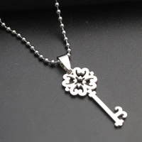 stainless steel retro flower key necklace love heart lock unique symbol key snowflake unlocking tool hollow key love necklace