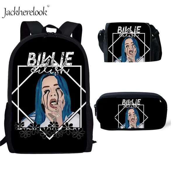 HK804CGK 3 шт./компл. Billie Eilish школьные сумки для подростков мальчиков и девочек хип-хоп детский школьный рюкзак раппер Женская Повседневная сумка детская книга Сумка - Цвет: HK804CGK