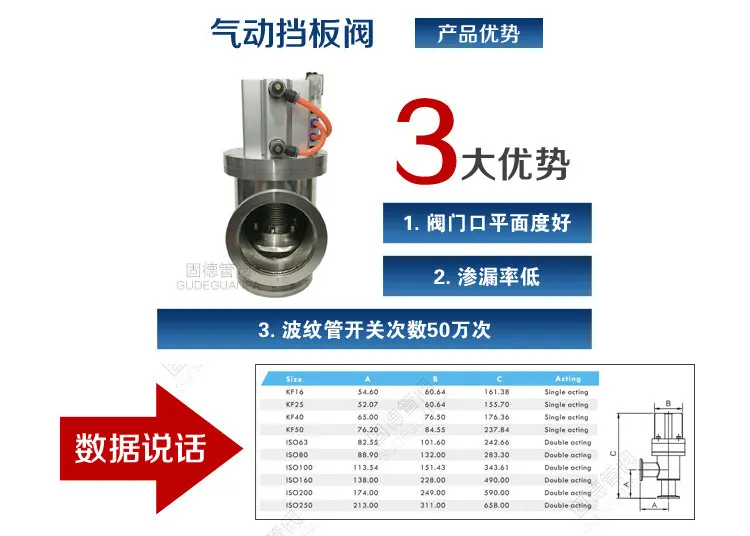KF Pneumatic Vacuum Baffle Valve GDQ-16 GDQ-25 GDQ-40 GDQ-50 High Quality High Vacuum Angle Valve