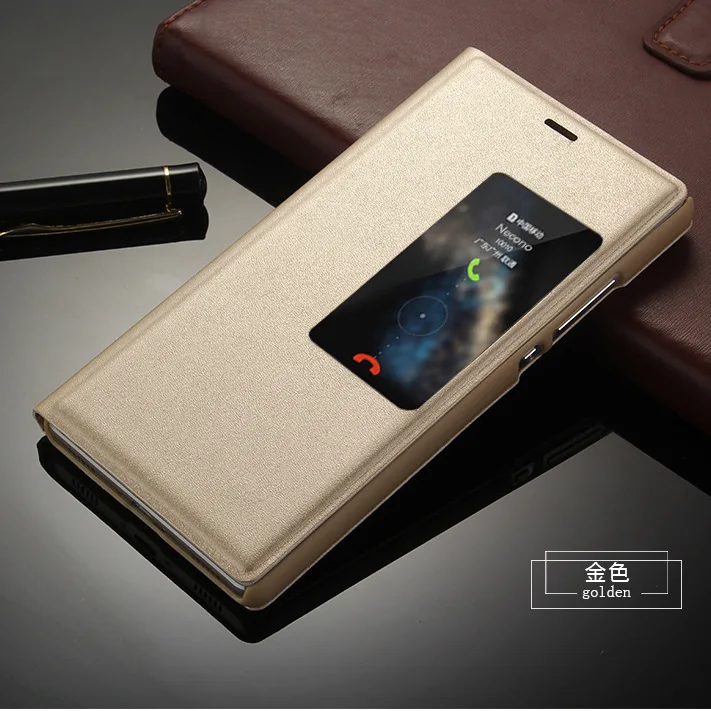 Роскошный кожаный флип чехол для huawei P9 плюс Стиль окном View Cover для P8 Бизнес мобильный телефон Smart флип Чехол