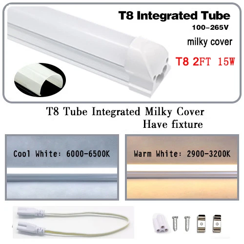 570 15W T8 Светодиодный трубки T5 T8 встроенный светильник 1FT 2FT светодиодный люминесцентная лампа настенная лампа 6 Вт 10 Вт светодиодные лампы светильник Lampara холодной теплый белый 100 V-265 V - Испускаемый цвет: 570 15W T8