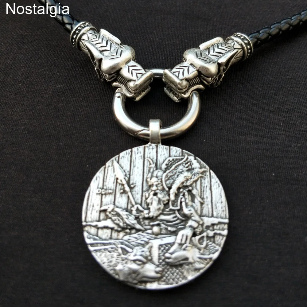 Ностальгия Odin Ворон и волк амулет талисман Wicca Pagan этническое ожерелье Дракон